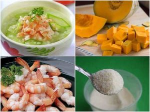 Cách nấu cháo tôm với rau, bí đỏ, khoai hoặc mồng tơi cho bé ăn dặm
