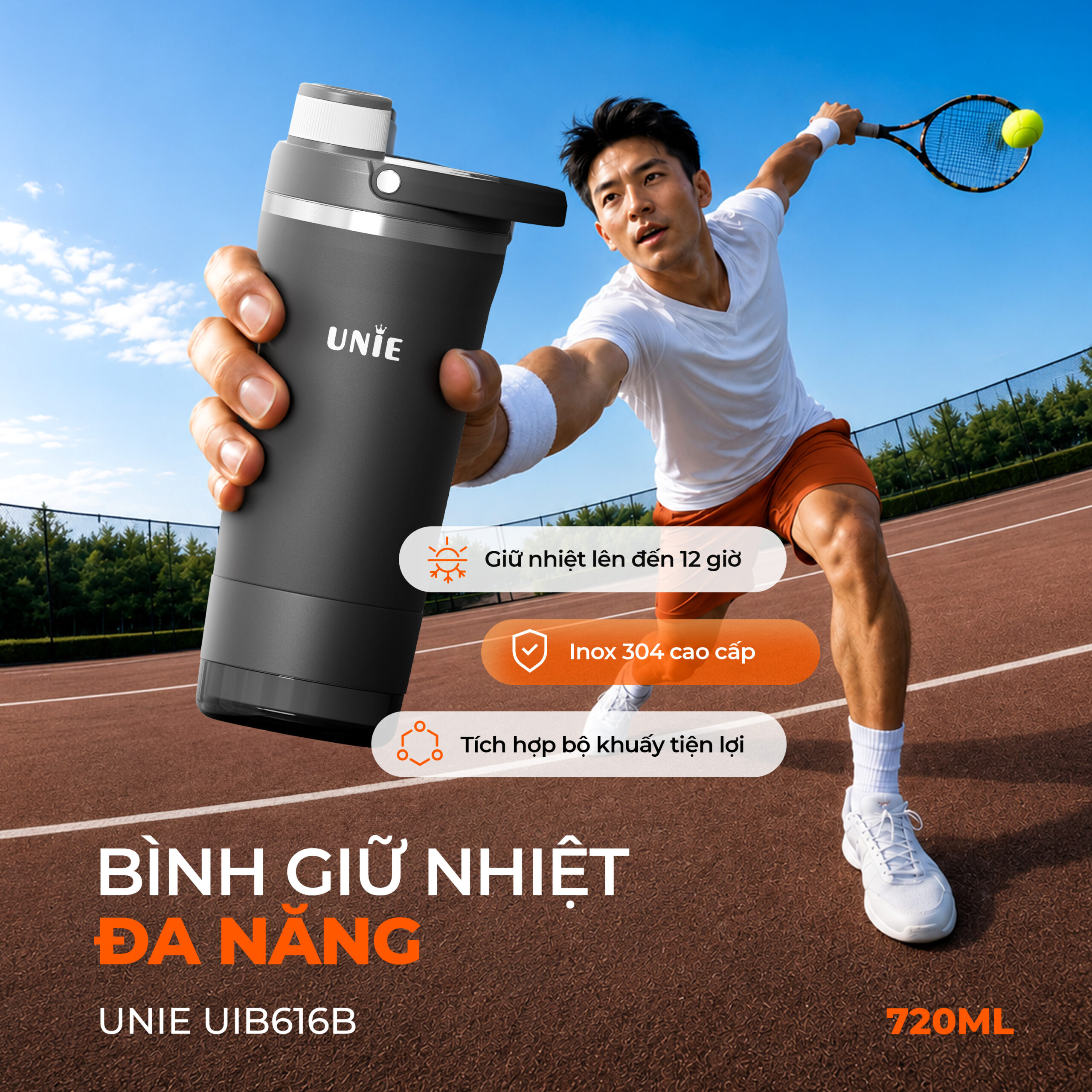Bình giữ nhiệt đa năng UNIE UIB616B – Giữ nhiệt bền bỉ, pha khuấy tiện lợi - Ảnh 2