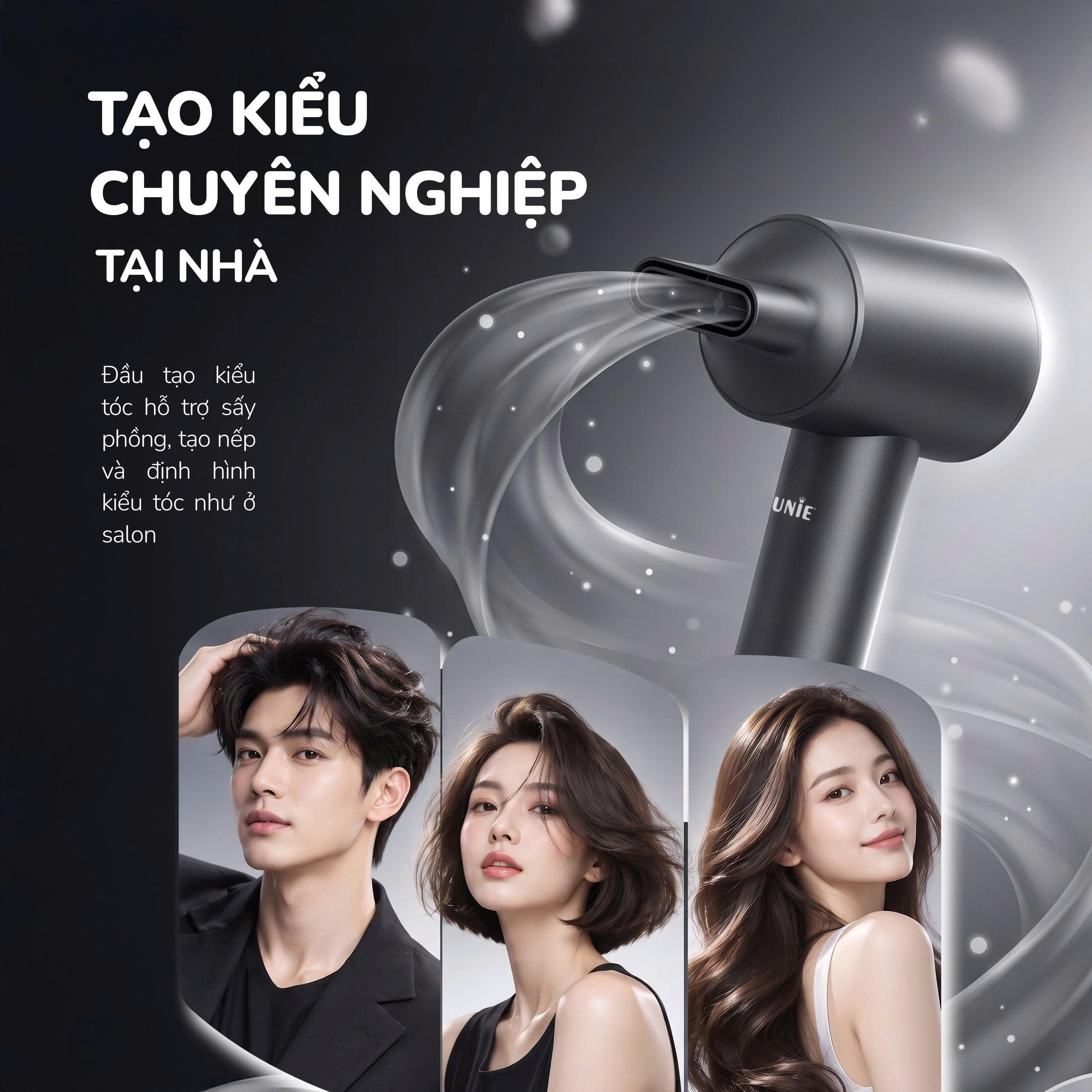 Máy sấy tóc thông minh Unie UHD512G - Sấy siêu nhanh, tóc mềm mượt với động cơ BLDC 110.000 vòng/phút - Ảnh 10