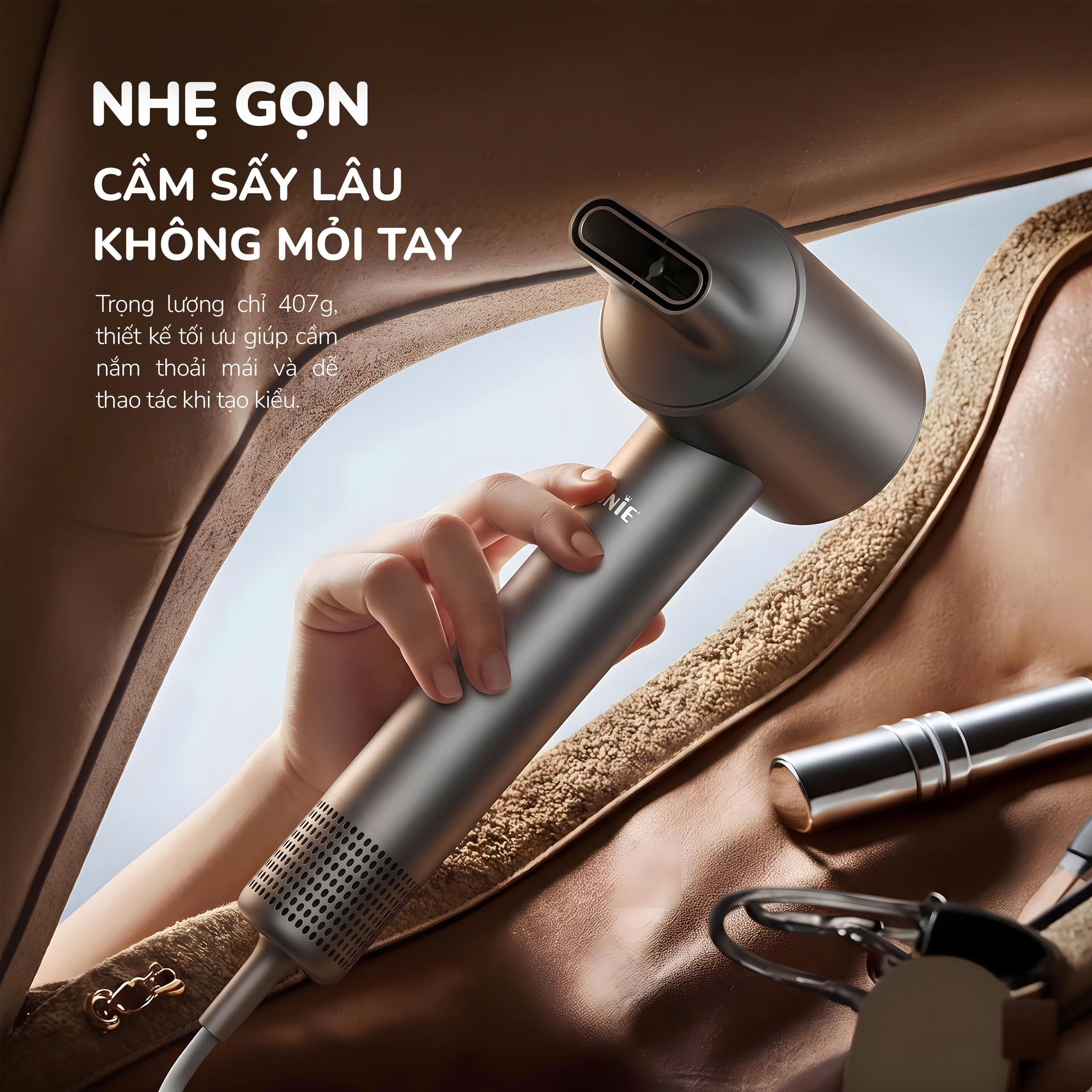 Máy sấy tóc thông minh Unie UHD512G - Sấy siêu nhanh, tóc mềm mượt với động cơ BLDC 110.000 vòng/phút - Ảnh 11