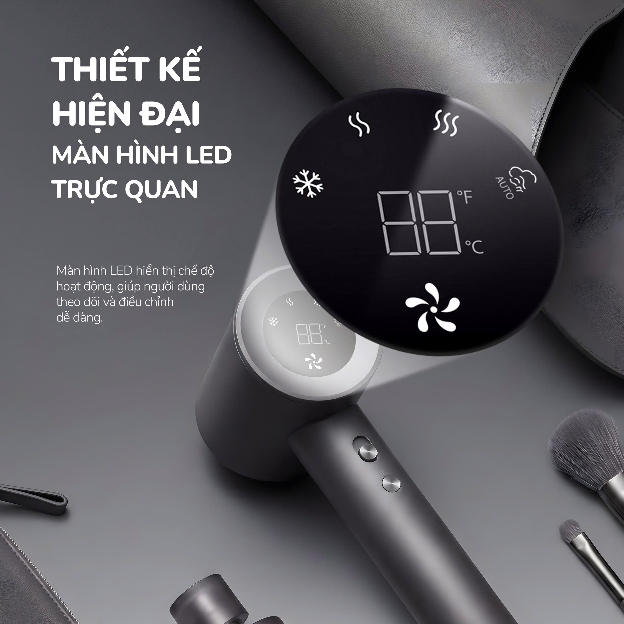 Máy sấy tóc thông minh Unie UHD512G - Sấy siêu nhanh, tóc mềm mượt với động cơ BLDC 110.000 vòng/phút - Ảnh 4