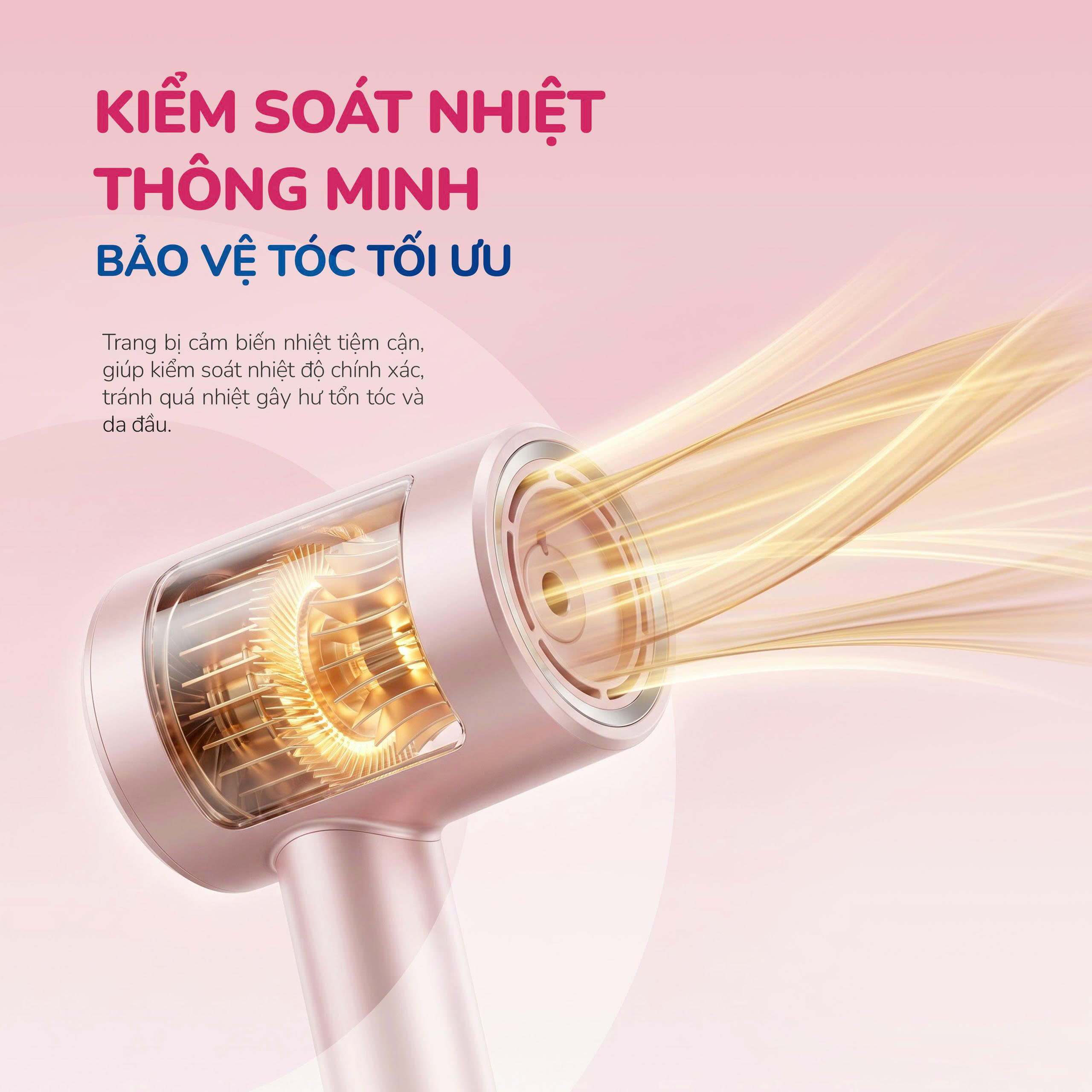 Máy sấy tóc thông minh Unie UHD512P - Sấy siêu nhanh, tóc mềm mượt với động cơ BLDC 110.000 vòng/phút - Ảnh 3