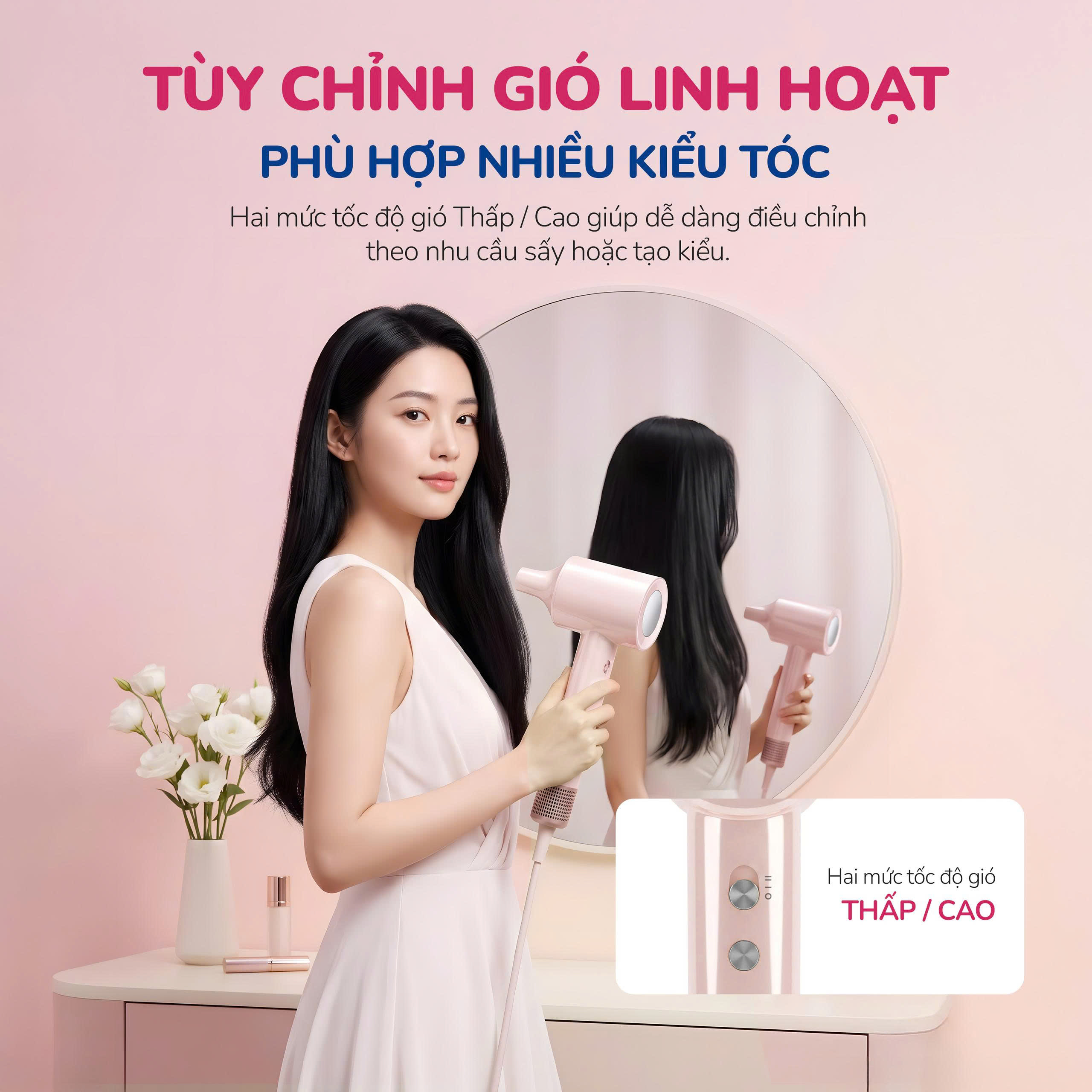 Máy sấy tóc thông minh Unie UHD512P - Sấy siêu nhanh, tóc mềm mượt với động cơ BLDC 110.000 vòng/phút - Ảnh 9