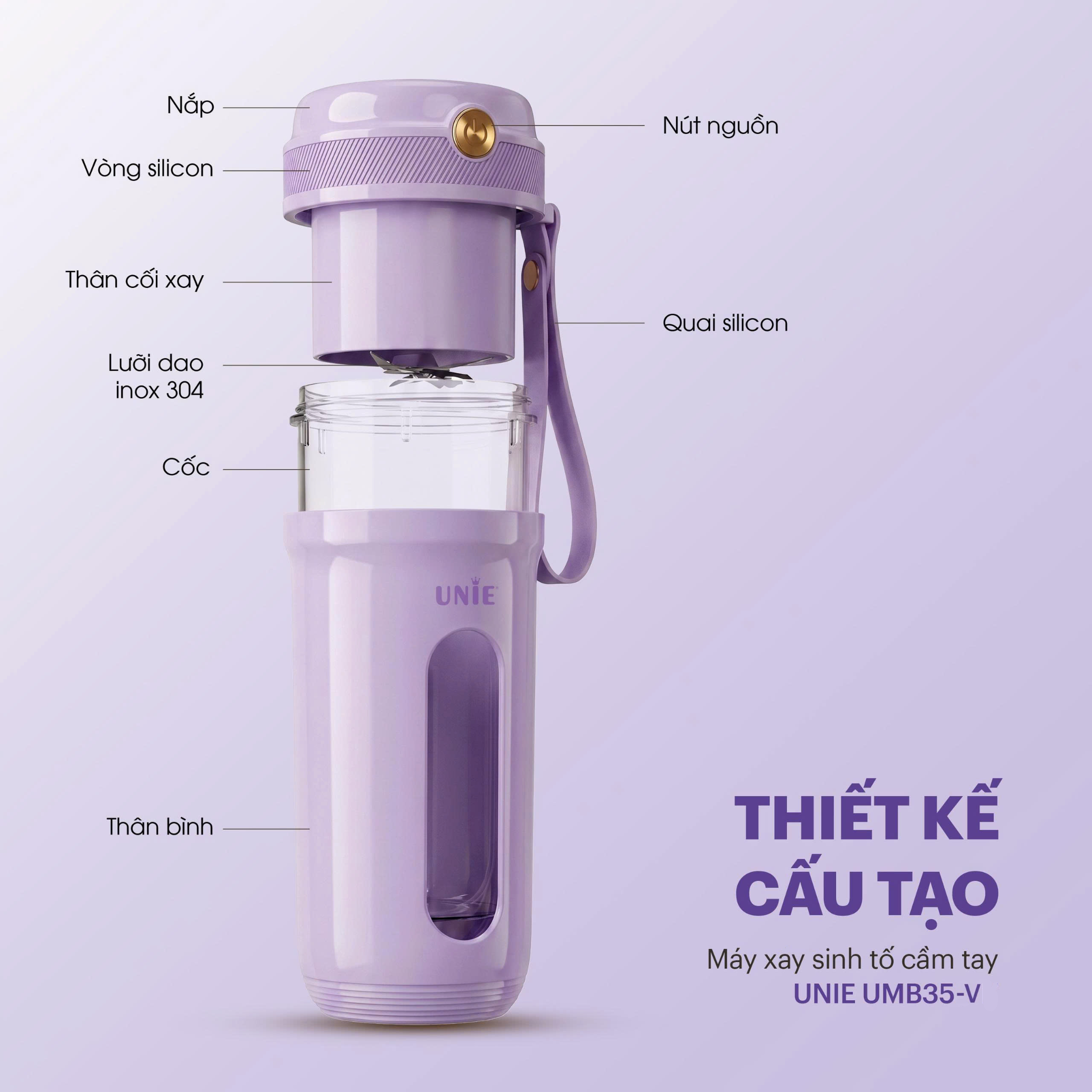 Máy xay sinh tố cầm tay UNIE UMB35-V xay nhanh nhuyễn mịn - Ảnh 13