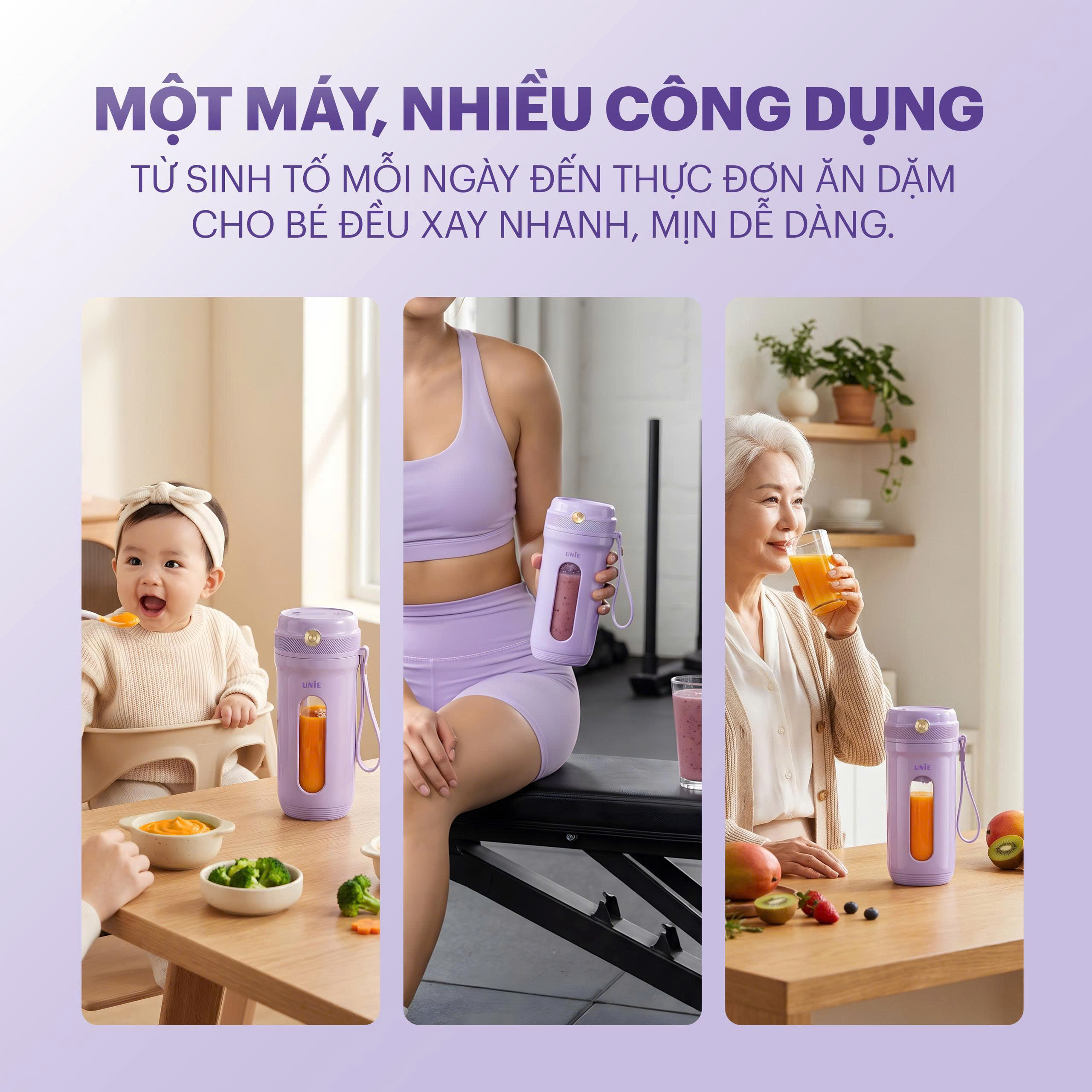 Máy xay sinh tố cầm tay UNIE UMB35-V xay nhanh nhuyễn mịn - Ảnh 9