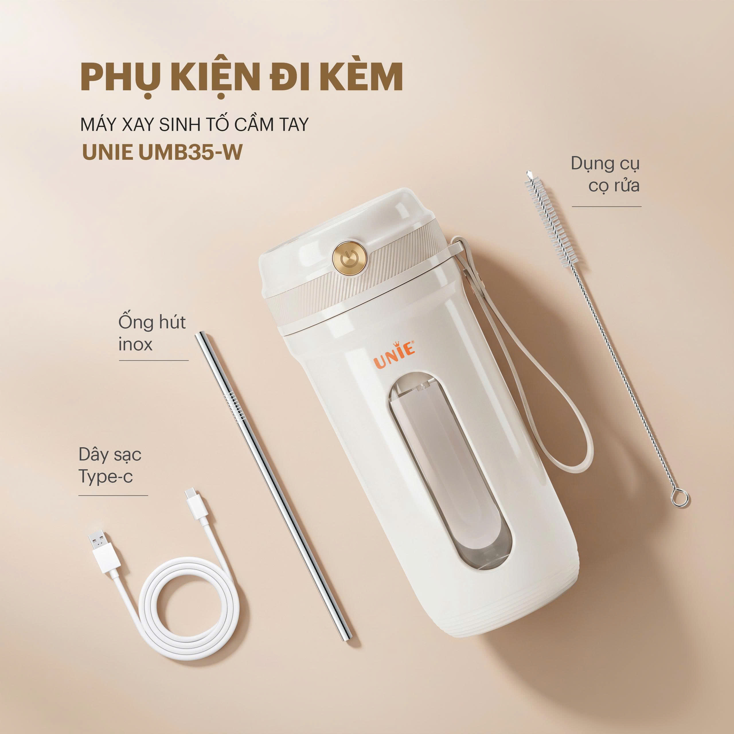 Máy xay sinh tố cầm tay UNIE UMB35-W xay nhanh nhuyễn mịn - Ảnh 13