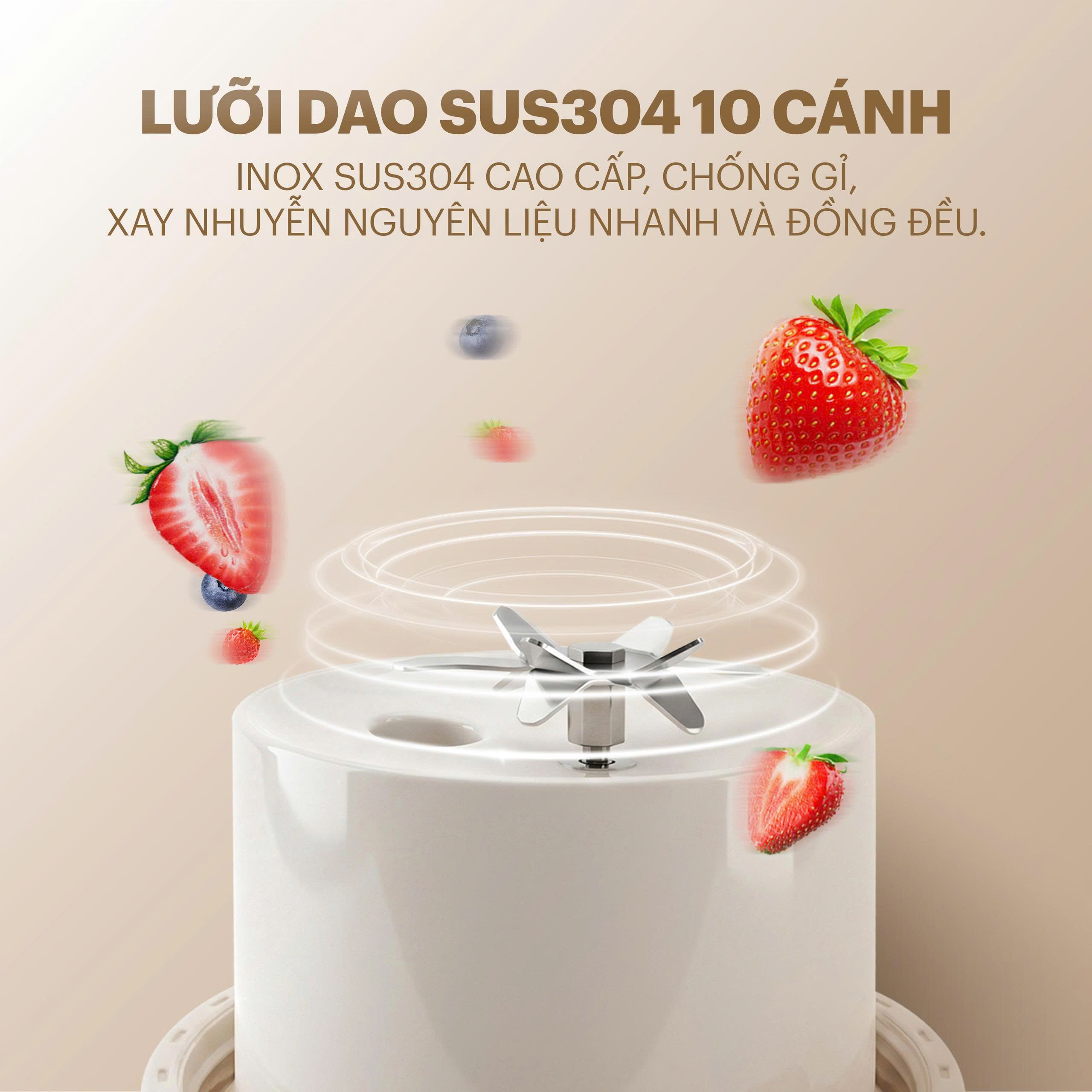Máy xay sinh tố cầm tay UNIE UMB35-W xay nhanh nhuyễn mịn - Ảnh 4