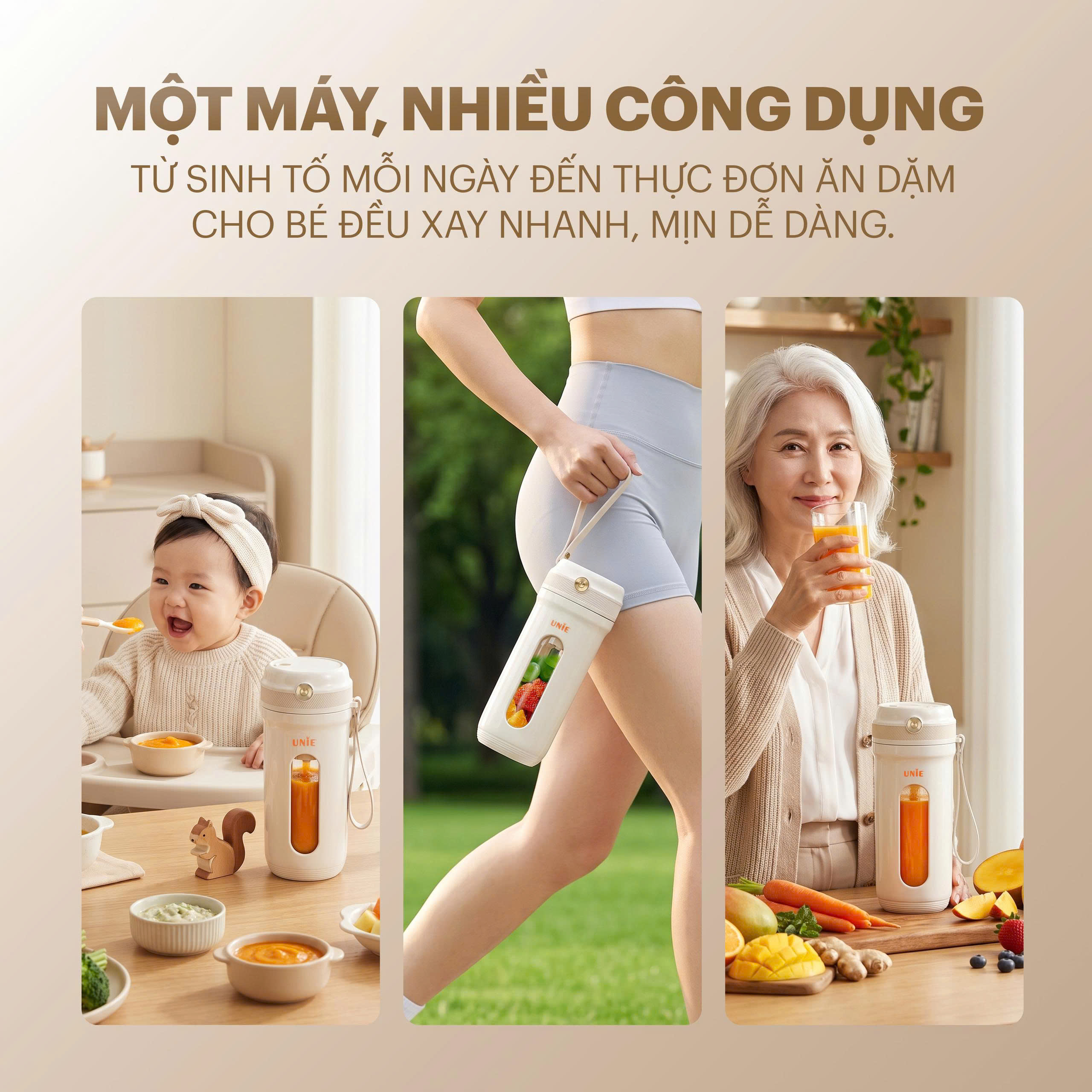 Máy xay sinh tố cầm tay UNIE UMB35-W xay nhanh nhuyễn mịn - Ảnh 8