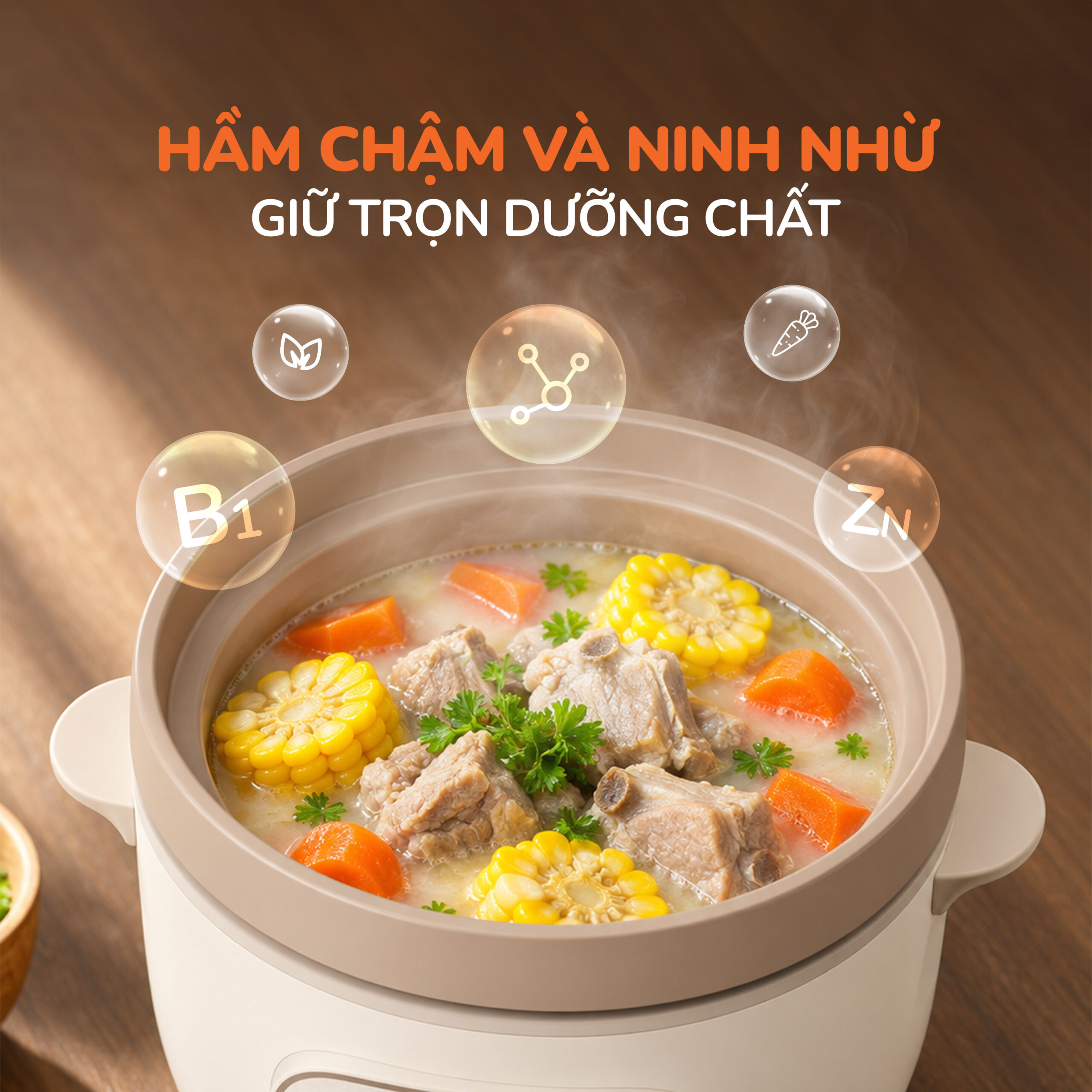NỒI KHO HẦM DƯỠNG SINH UNIE USC825 – LÒNG GỐM CERAMIC CAO CẤP - Ảnh 5