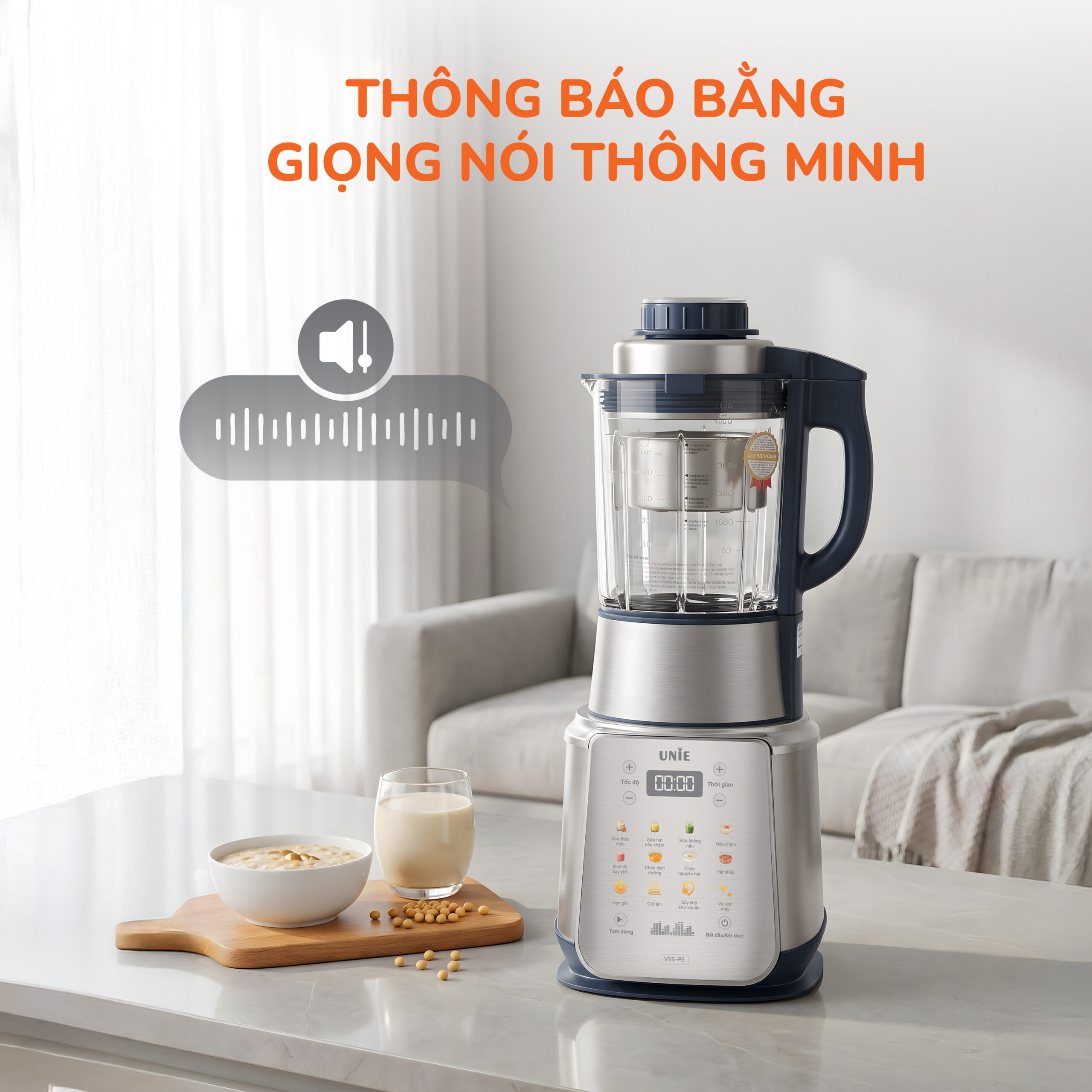 Máy làm sữa hạt UNIE V9S - PE, động cơ mạnh mẽ, dung tích 1,75L - Ảnh 10